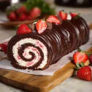 Chocolate Strawberry Swiss Roll