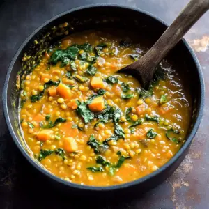 Coconut Sweet Potato Lentil Soup with Rice
