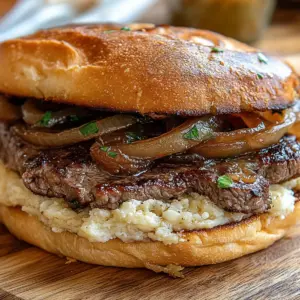 Delicious Steak Sandwich with Caramelized Onions Recipe