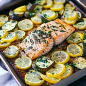 Garlic Butter Sheet Pan Salmon and Veggies