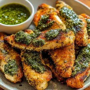Quick Cilantro Pesto Chicken Tenders Delight