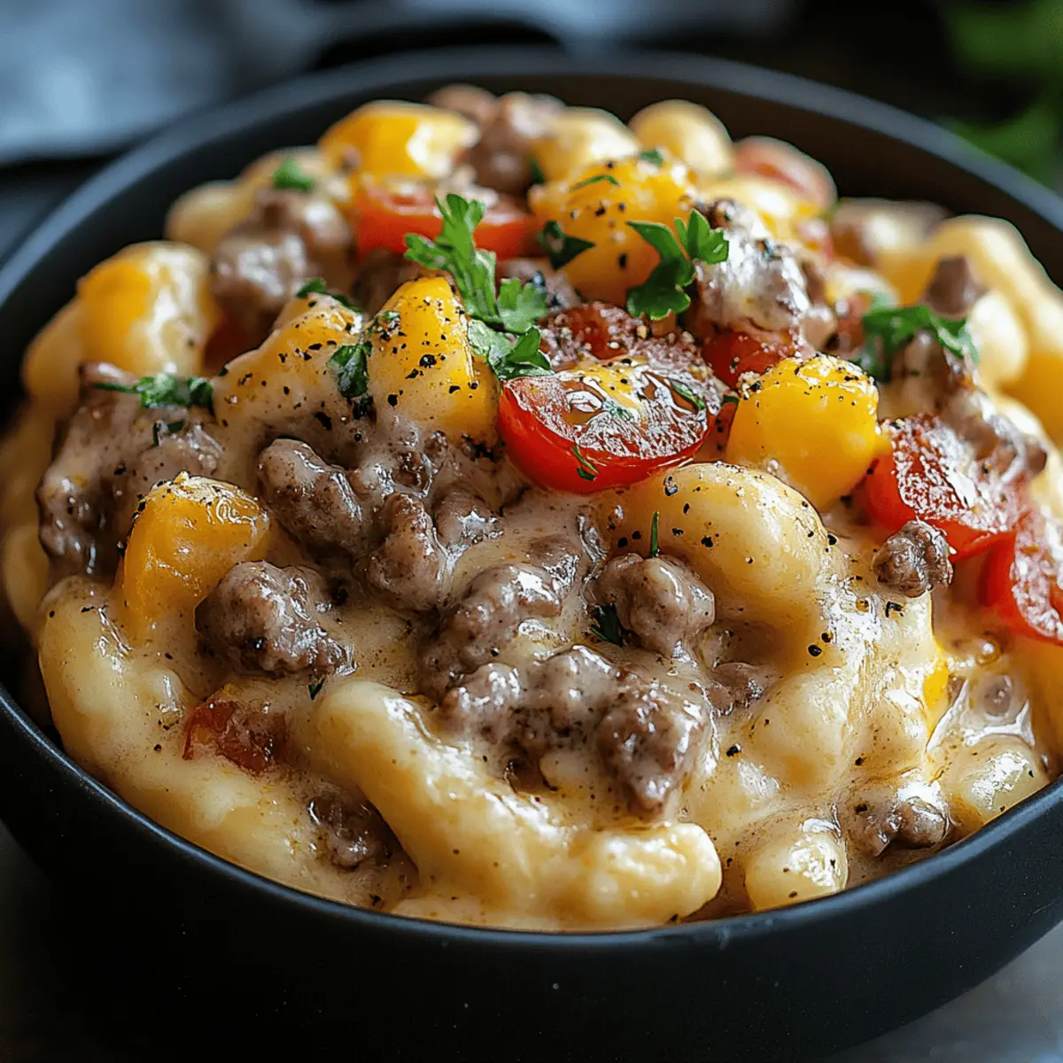 Creamy Philly Cheesesteak Mac & Cheese