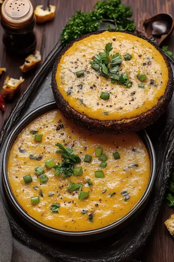 Hearty Cheddar Garlic Herb Potato Soup