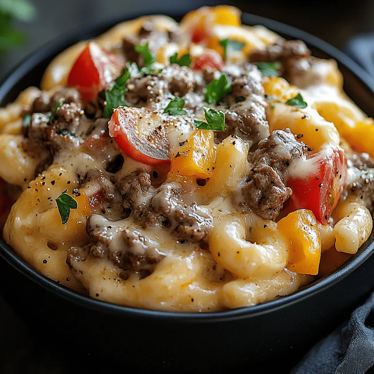 Creamy Philly Cheesesteak Mac & Cheese