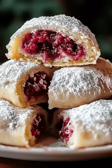 Raspberry Filled Almond Snowball Cookies