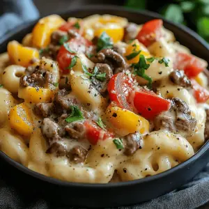 Creamy Philly Cheesesteak Mac & Cheese