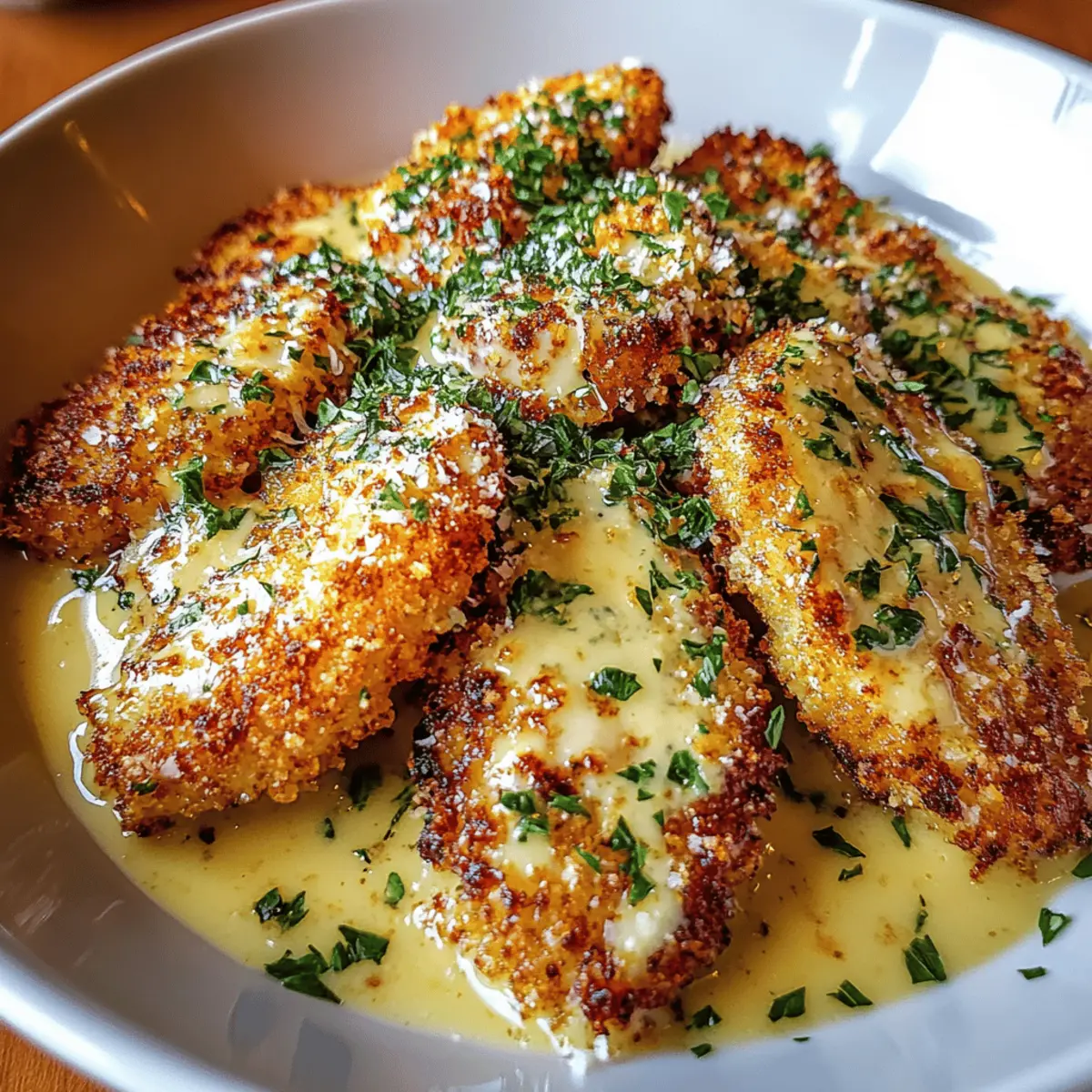 Crispy Parmesan Chicken with Garlic Sauce