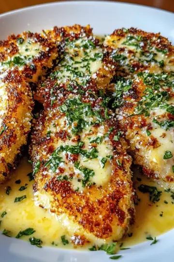 Crispy Parmesan Chicken with Garlic Sauce