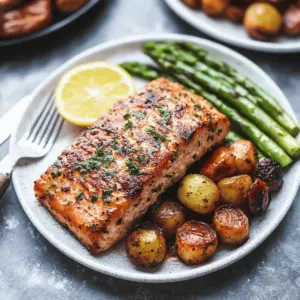 Sheet Pan Salmon and Asparagus with Potatoes
