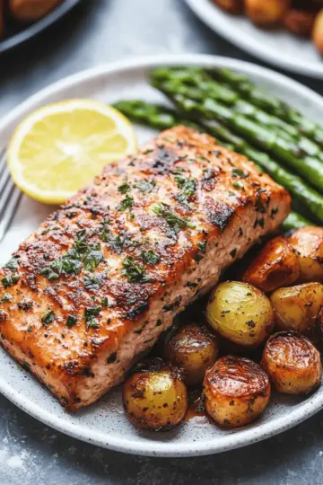Sheet Pan Salmon and Asparagus with Potatoes