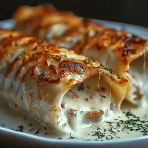 Chicken Alfredo Lasagna Rolls