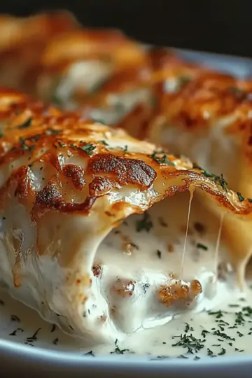 Chicken Alfredo Lasagna Rolls