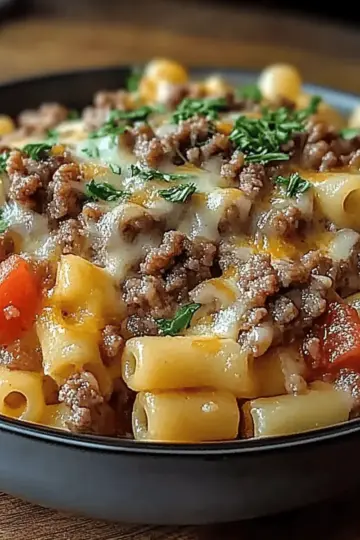 Loaded Cheeseburger Alfredo Pasta
