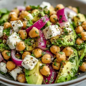 Chickpea Feta Avocado Salad
