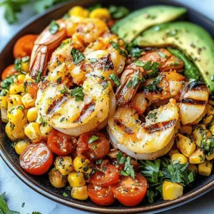 Avocado Corn Salad With Grilled Shrimp