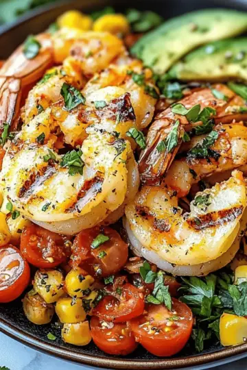 Avocado Corn Salad With Grilled Shrimp