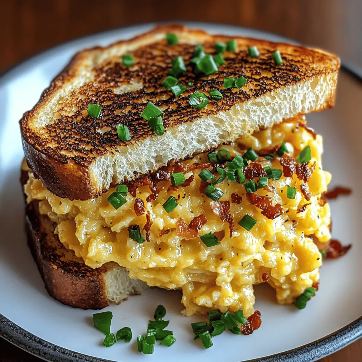 Grilled Cheese with Scrambled Eggs and Bacon