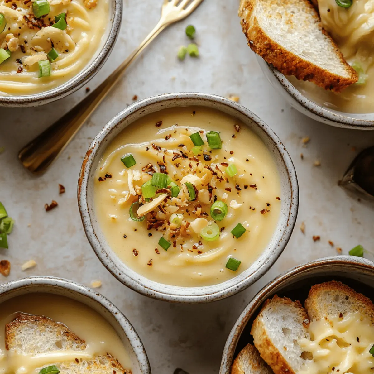 Roasted Garlic Cheddar Cauliflower Soup