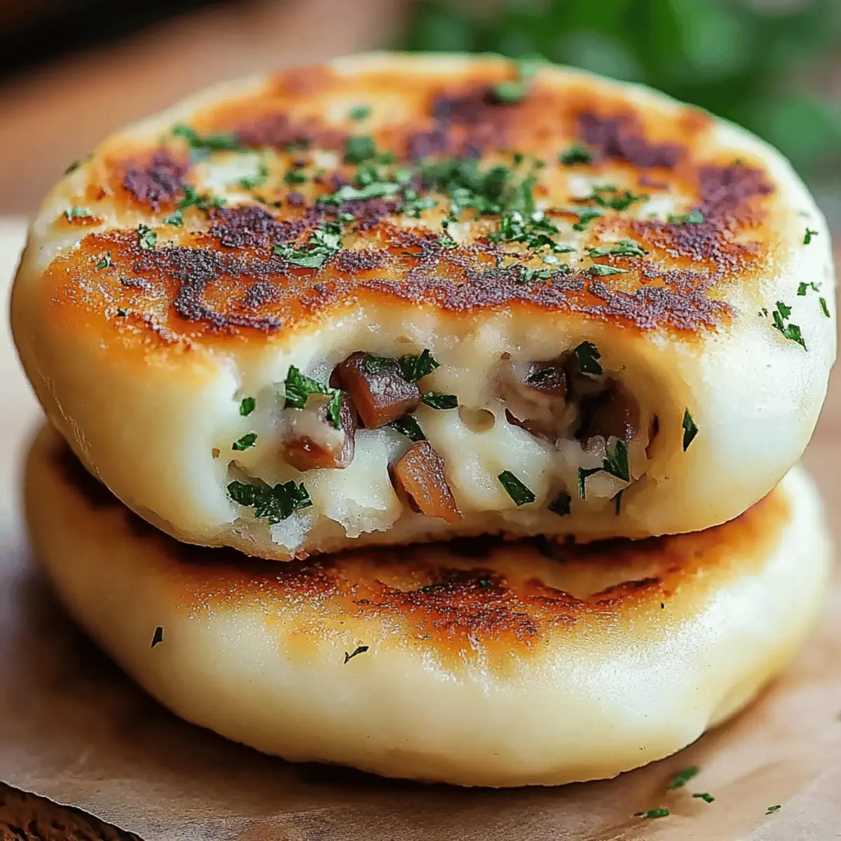 Mushroom Stuffed Potato Cakes