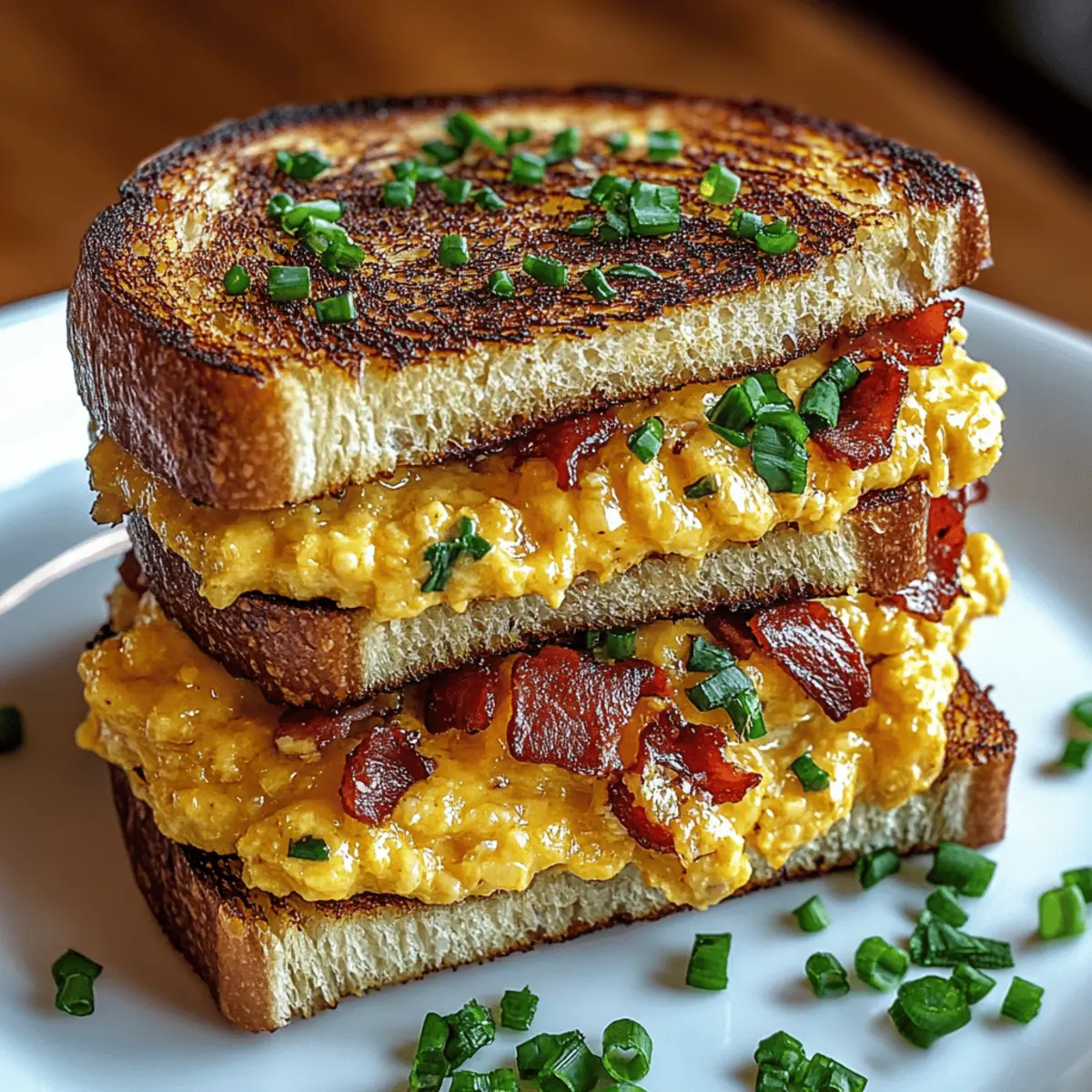 Grilled Cheese with Scrambled Eggs and Bacon