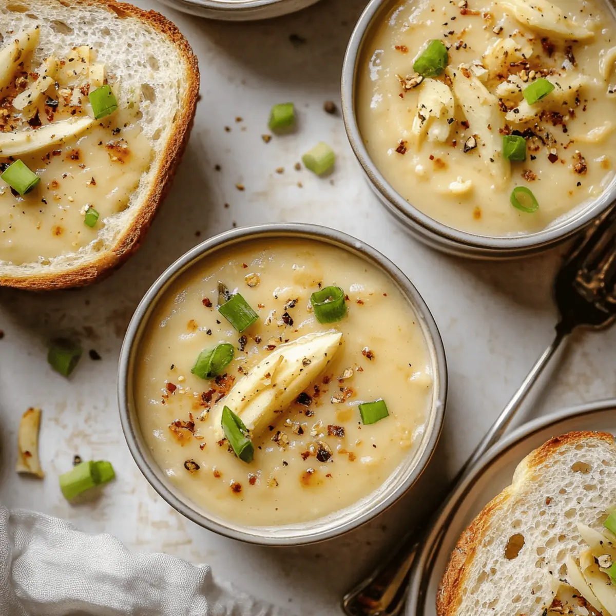 Roasted Garlic Cheddar Cauliflower Soup
