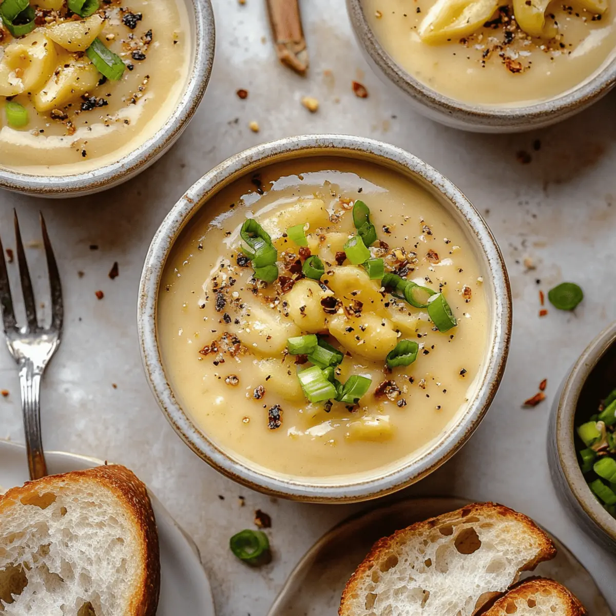 Roasted Garlic Cheddar Cauliflower Soup