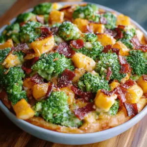 Broccoli Bacon Salad with Raisins and Cheddar Cheese