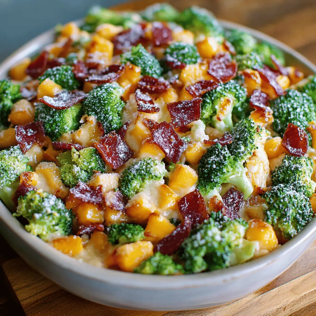 Broccoli Bacon Salad with Raisins and Cheddar Cheese