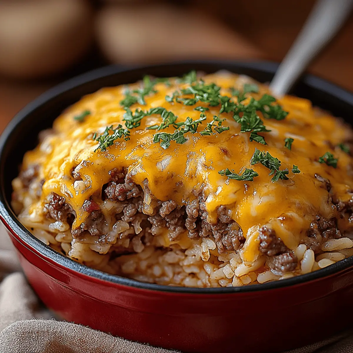 Cheesy Hamburger Rice Casserole