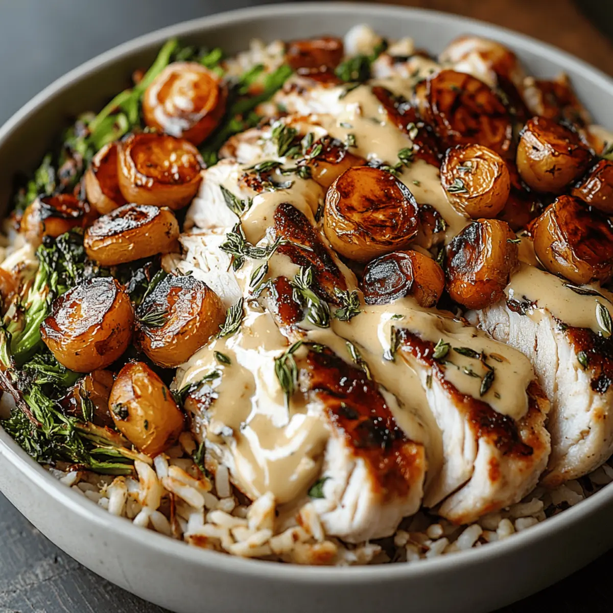 Maple Dijon Chicken & Roasted Sweet Potato Bowls