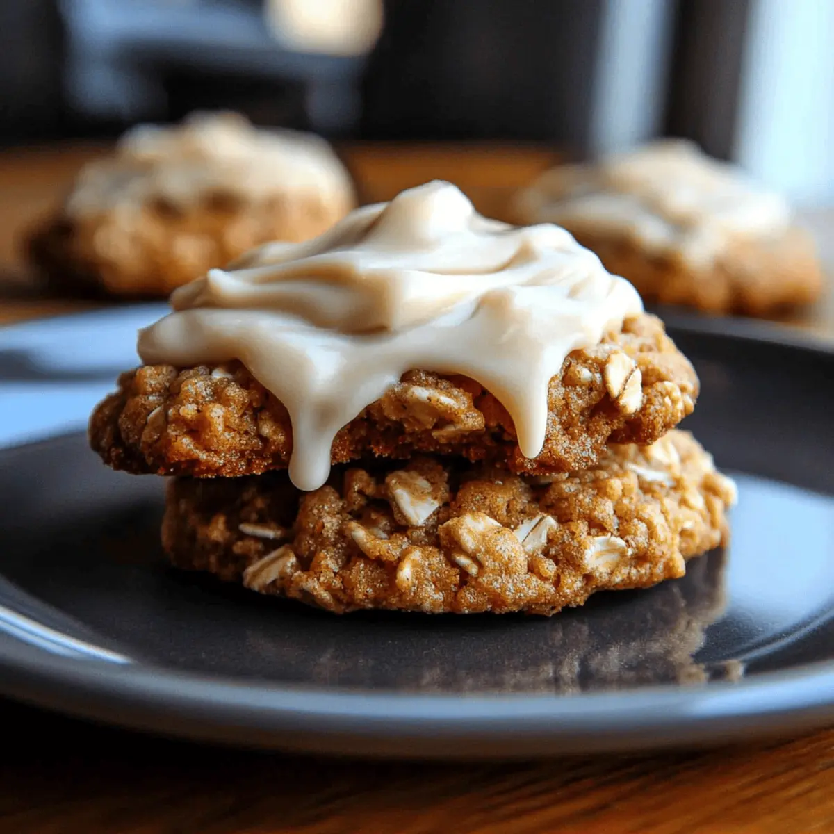Soft Chewy Pumpkin Oatmeal Cookies Maple Frosting