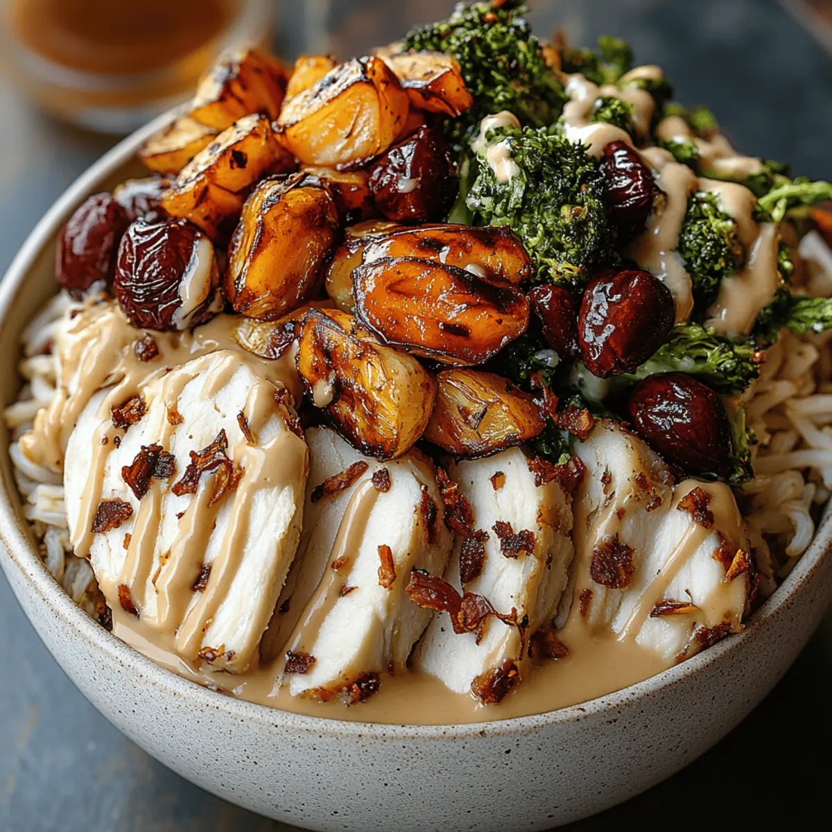 Maple Dijon Chicken & Roasted Sweet Potato Bowls
