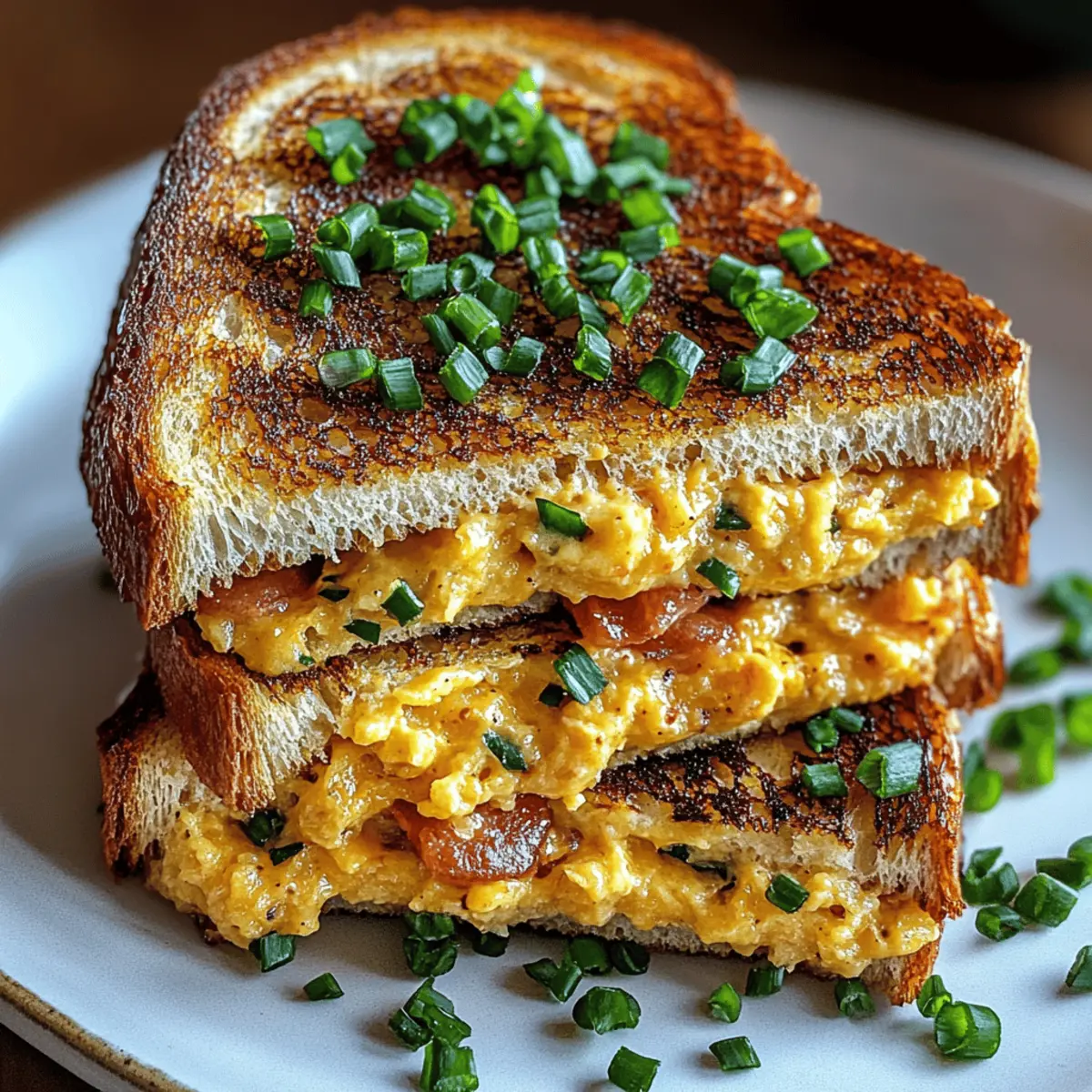 Grilled Cheese with Scrambled Eggs and Bacon