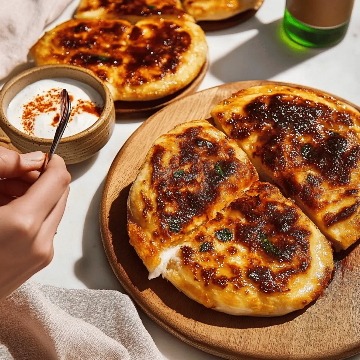 Chili Crisp Cottage Cheese Flatbreads