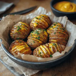 Oven-Baked Mini Hasselback Potatoes with Vegan Cajun Mayo