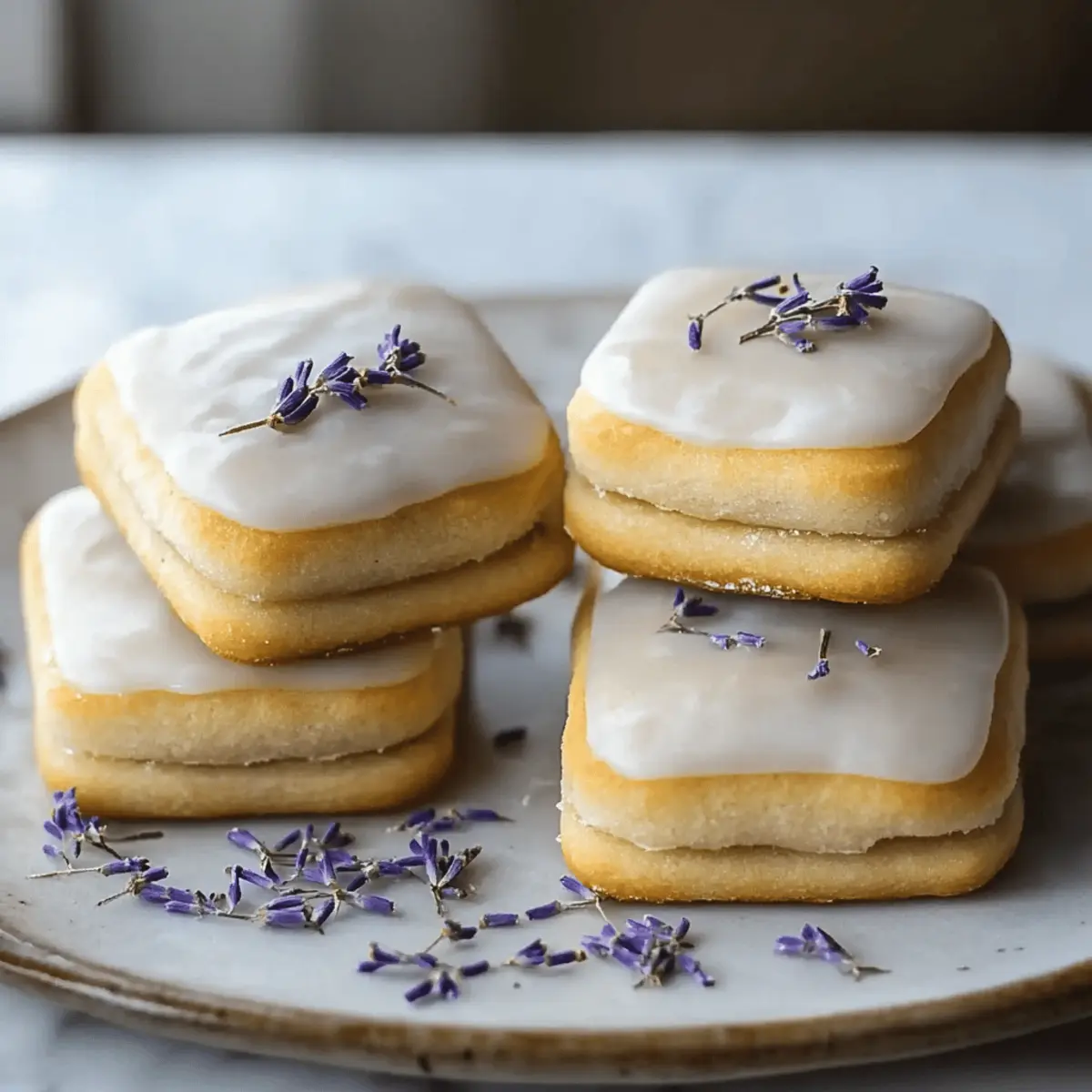 Iced Lemon Lavender Shortbread Cookies