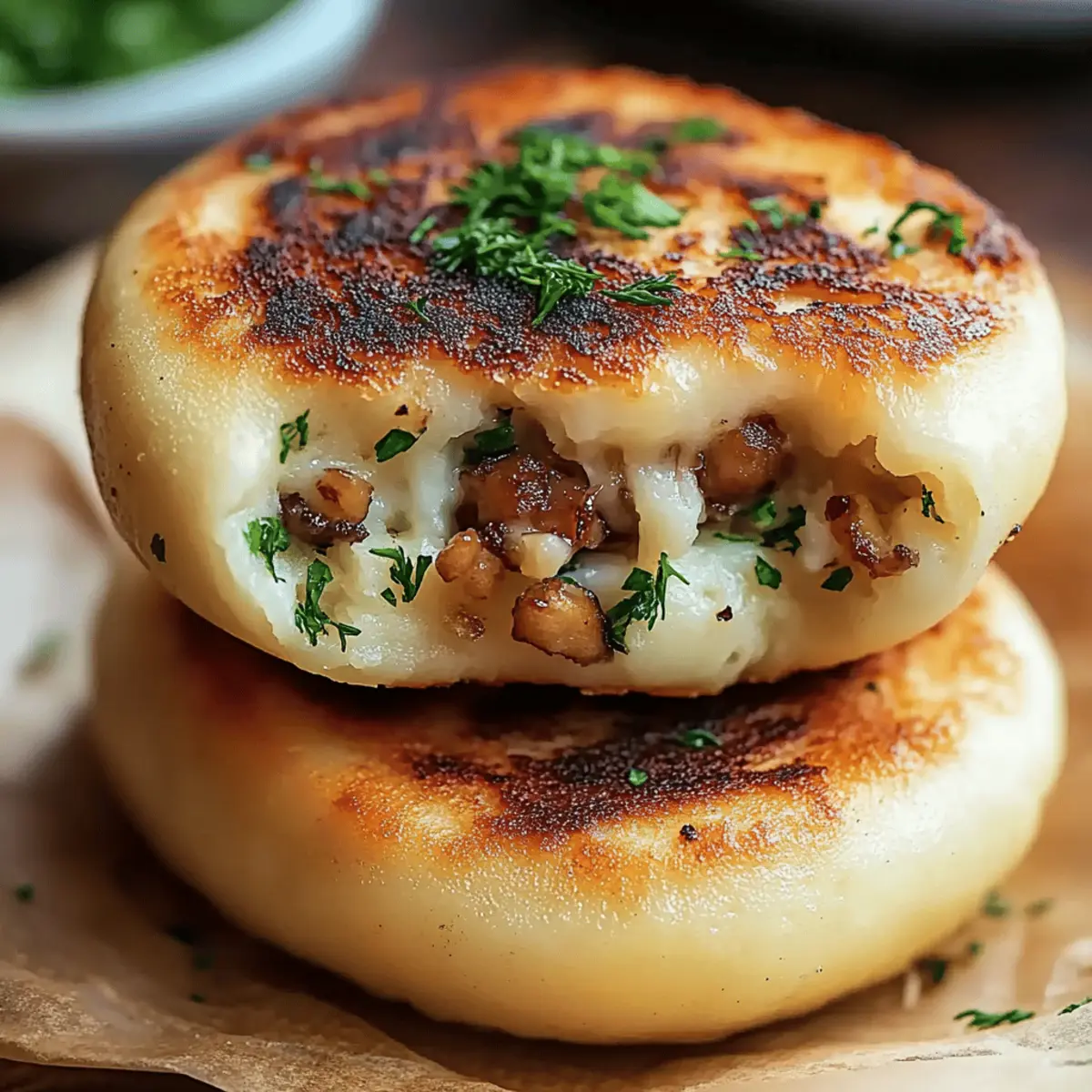 Mushroom Stuffed Potato Cakes