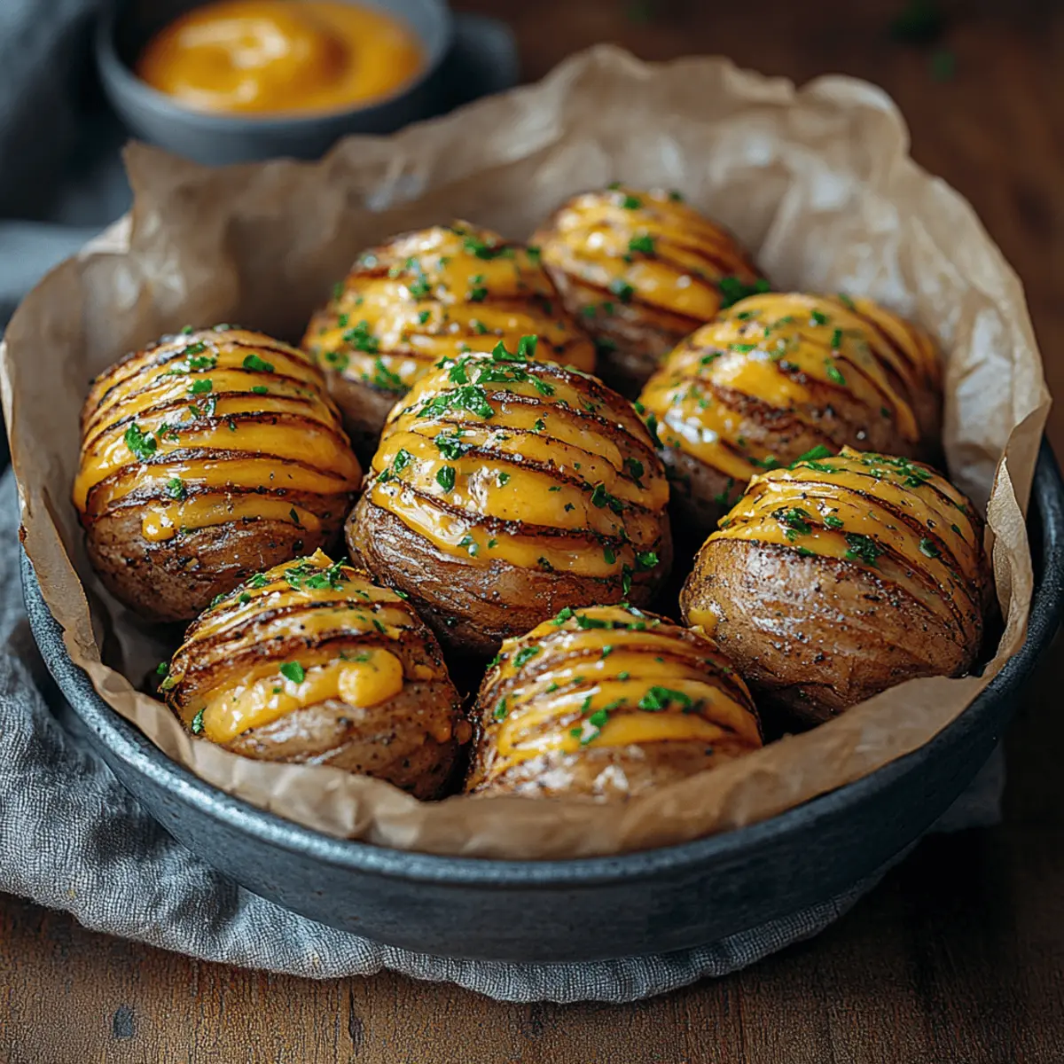 Oven-Baked Mini Hasselback Potatoes with Vegan Cajun Mayo