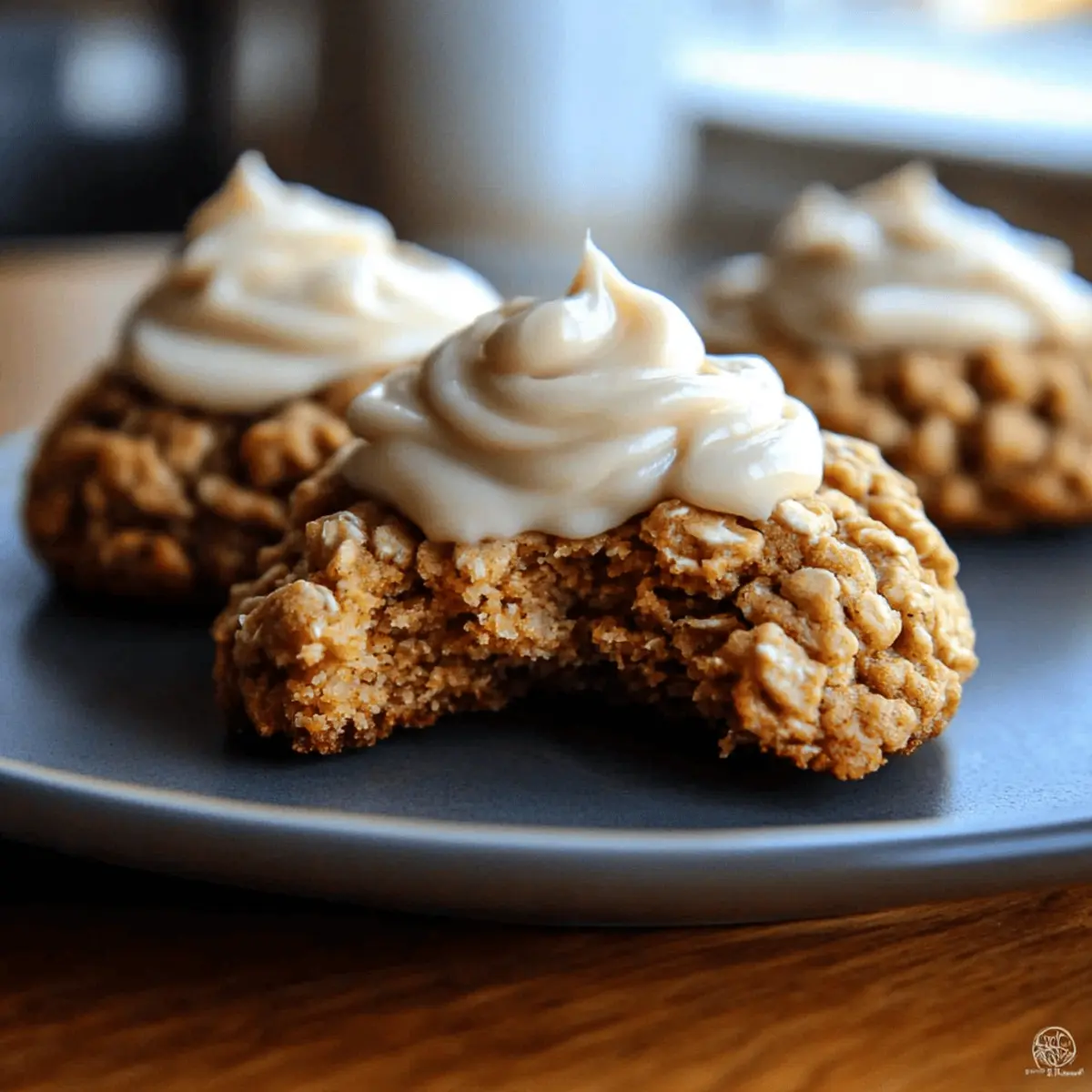 Soft Chewy Pumpkin Oatmeal Cookies Maple Frosting