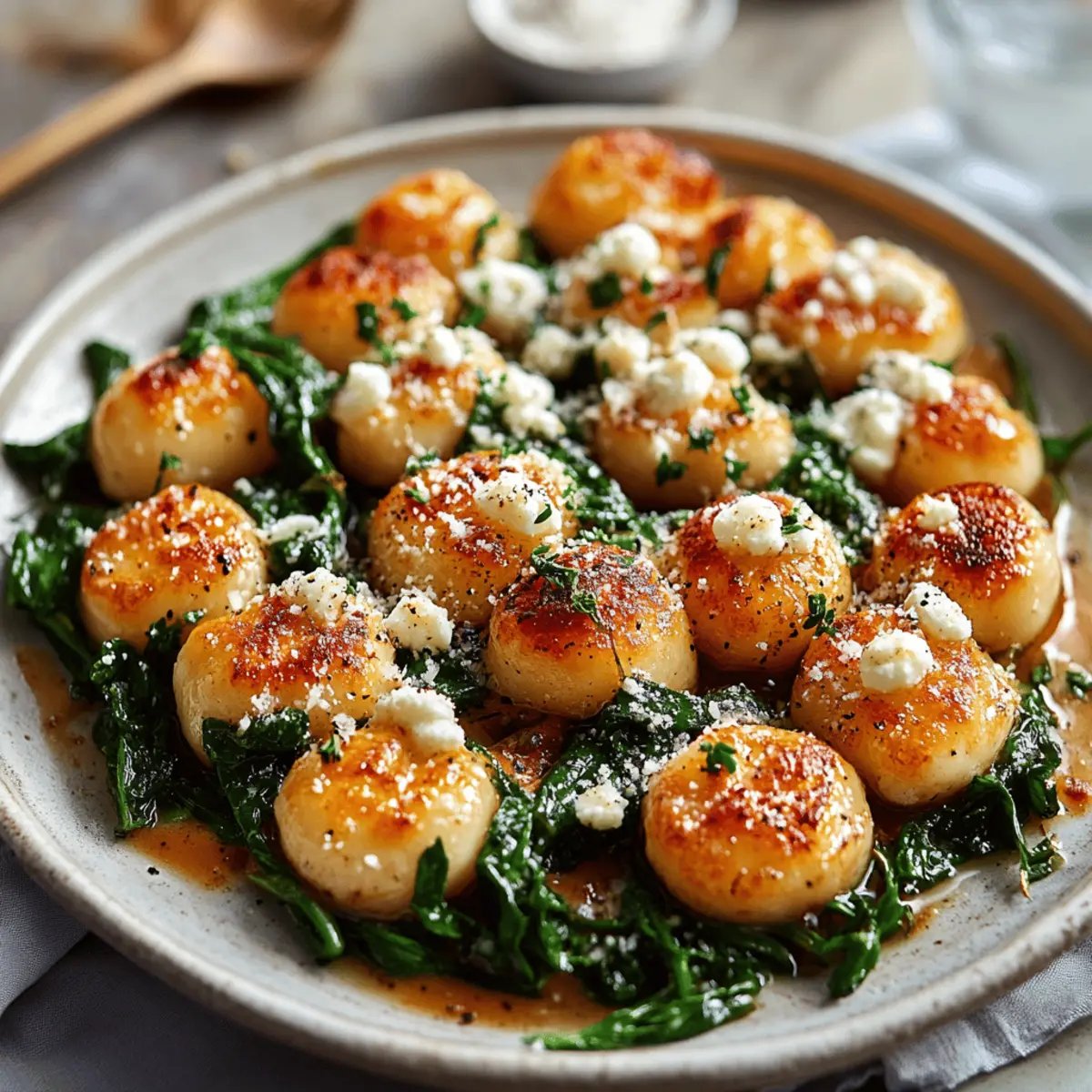 Crispy Gnocchi With Spinach And Feta