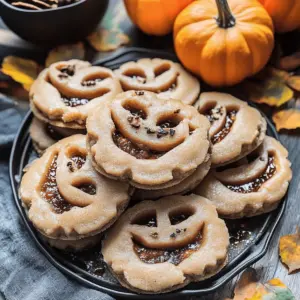 Milk Chocolate Stuffed Jack-O’-Lantern Cookies