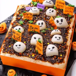 Halloween Graveyard Chocolate Poke Cake