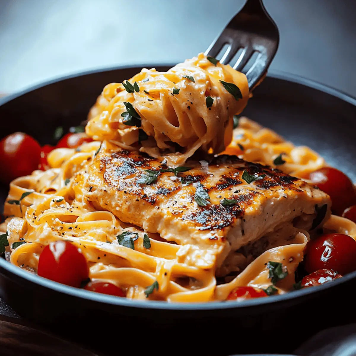 Fettuccine Salmon with Cherry Tomatoes