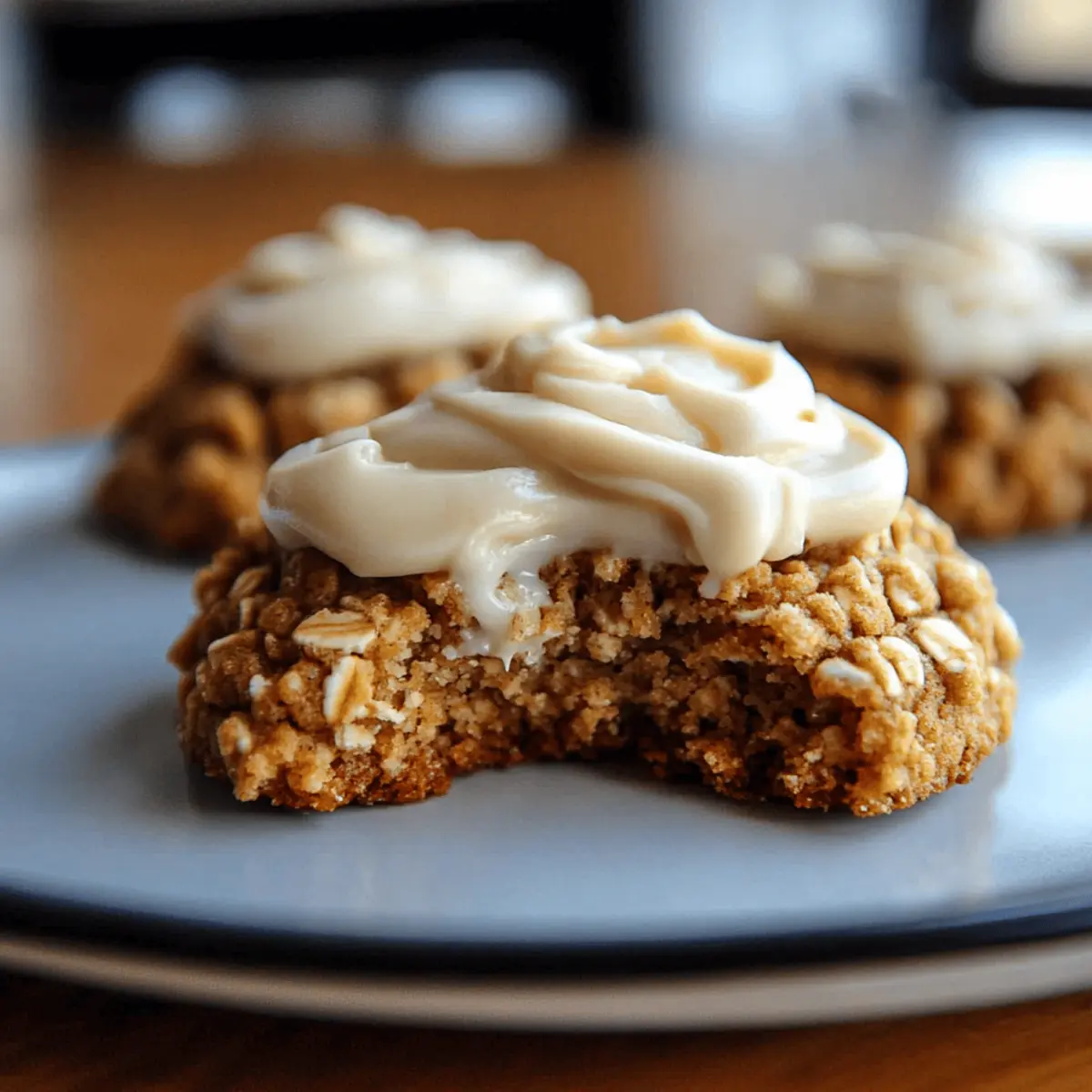 Soft Chewy Pumpkin Oatmeal Cookies Maple Frosting