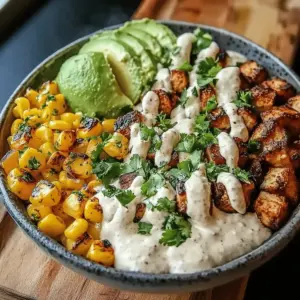 Chicken Bowl with Black Beans, Corn, & Creamy Sauce