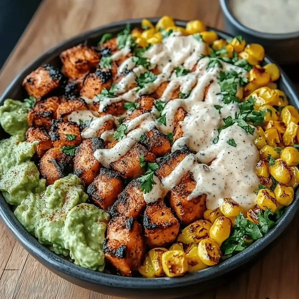 Chicken Bowl with Black Beans, Corn, & Creamy Sauce