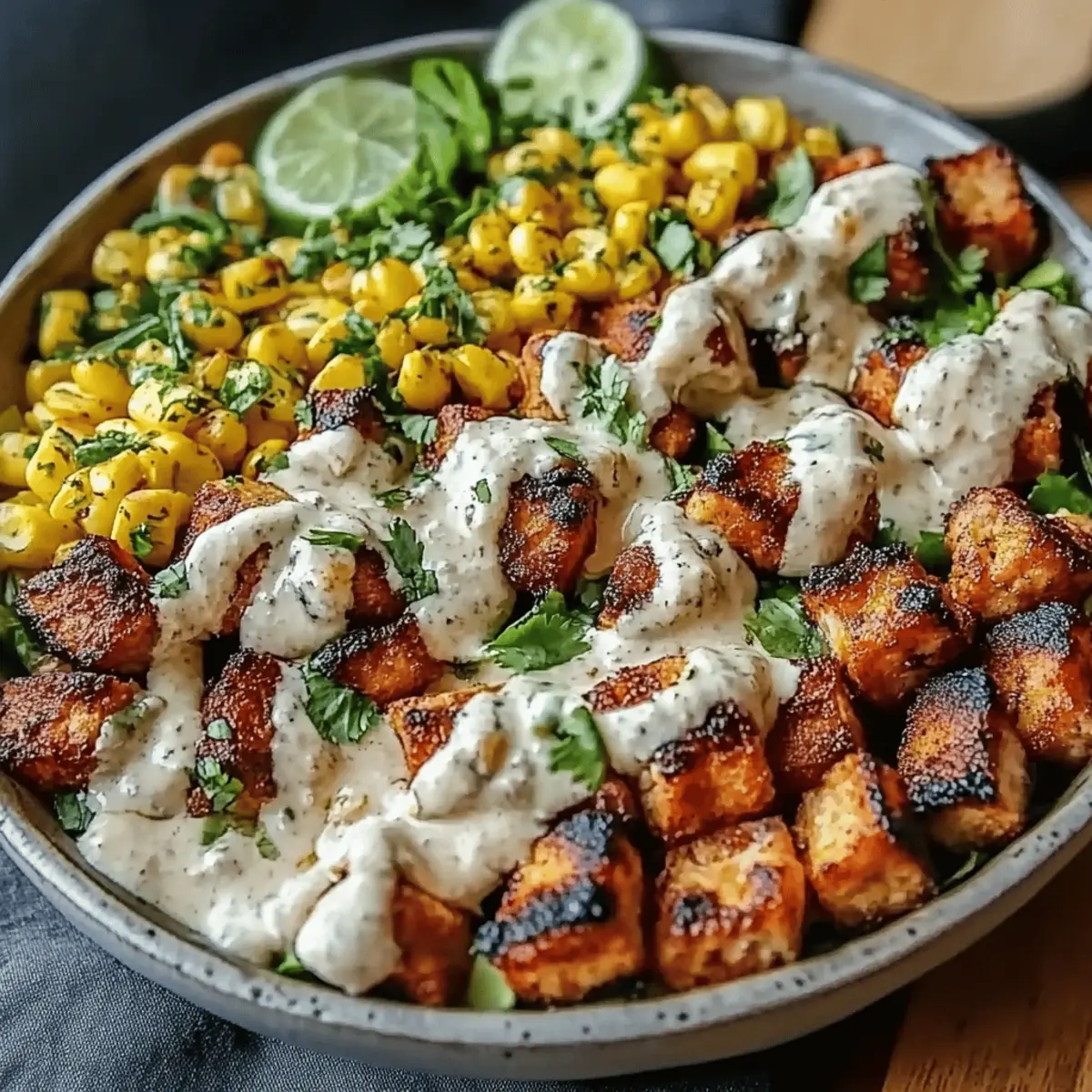 Chicken Bowl with Black Beans, Corn, & Creamy Sauce
