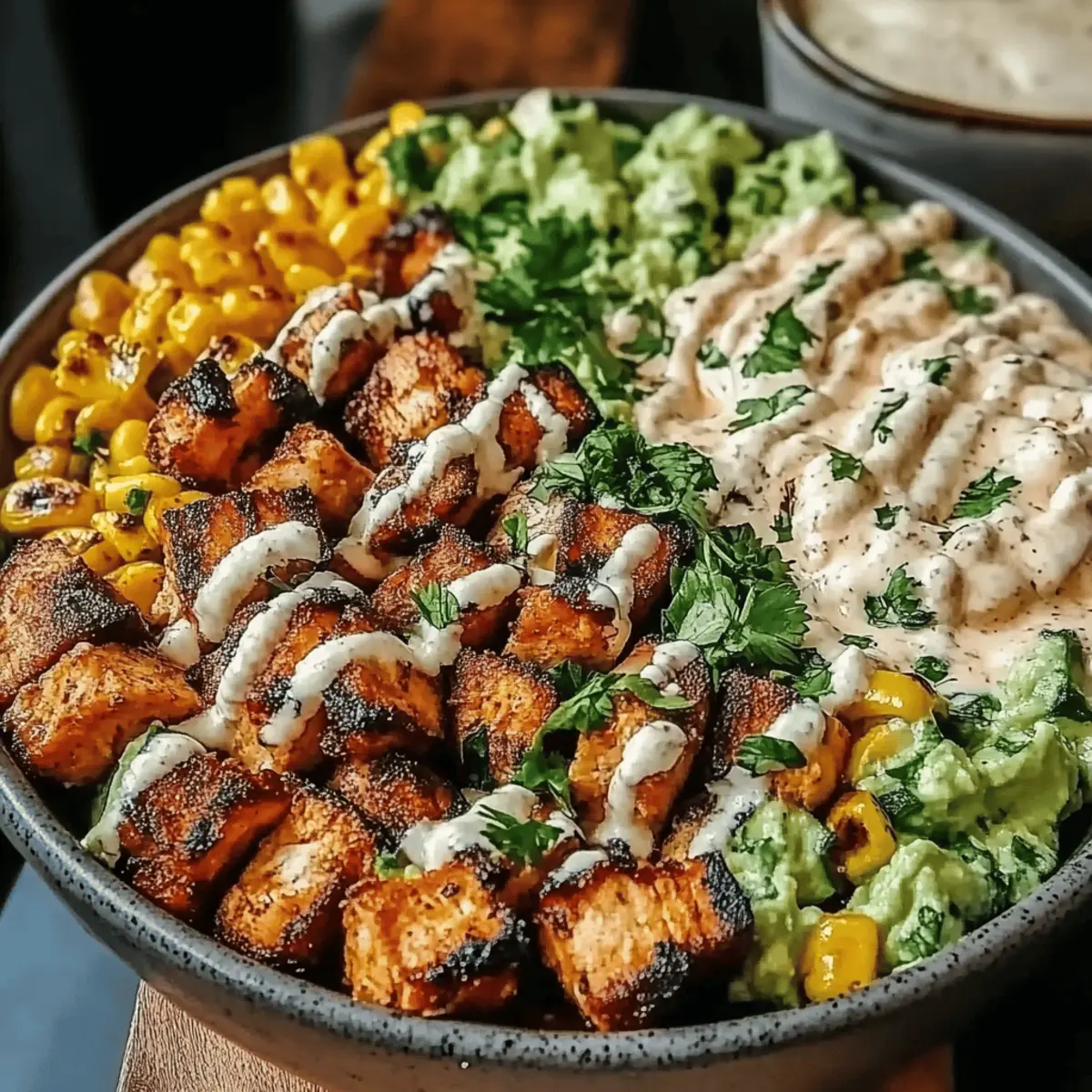 Chicken Bowl with Black Beans, Corn, & Creamy Sauce