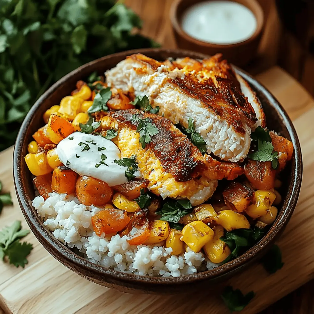 Street Corn Chicken Rice Bowl