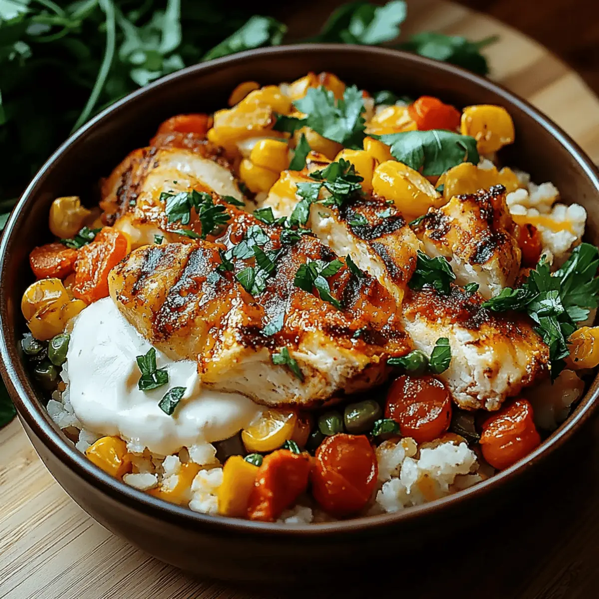 Street Corn Chicken Rice Bowl